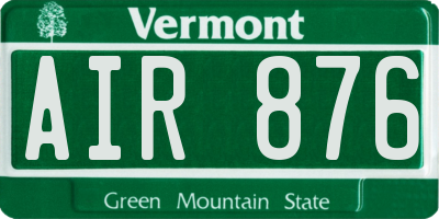 VT license plate AIR876