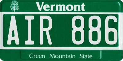 VT license plate AIR886