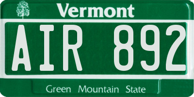 VT license plate AIR892