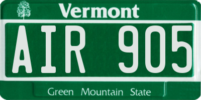 VT license plate AIR905