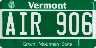 VT license plate AIR906