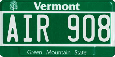 VT license plate AIR908