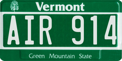 VT license plate AIR914