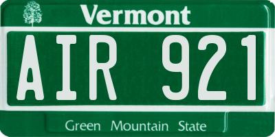 VT license plate AIR921