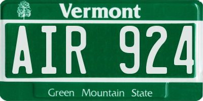 VT license plate AIR924