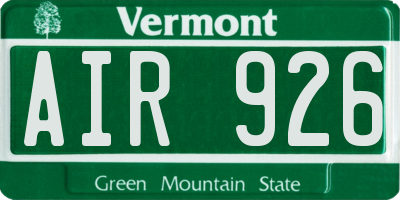 VT license plate AIR926