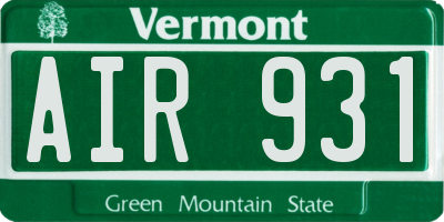 VT license plate AIR931