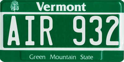VT license plate AIR932