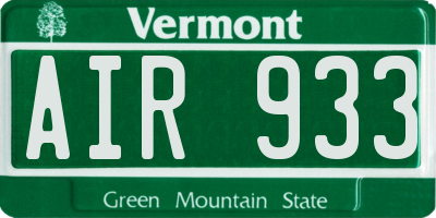 VT license plate AIR933
