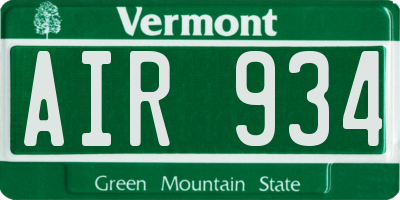 VT license plate AIR934