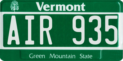 VT license plate AIR935