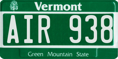 VT license plate AIR938