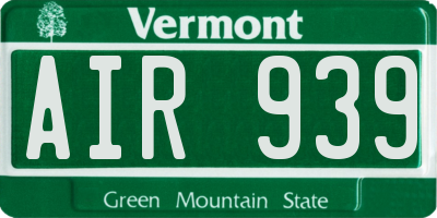 VT license plate AIR939