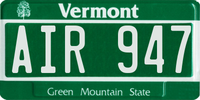 VT license plate AIR947