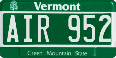 VT license plate AIR952