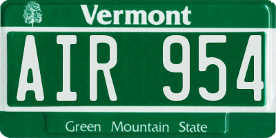 VT license plate AIR954