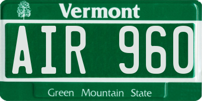 VT license plate AIR960