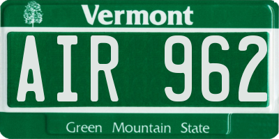 VT license plate AIR962