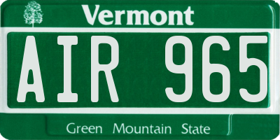 VT license plate AIR965