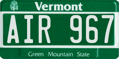 VT license plate AIR967