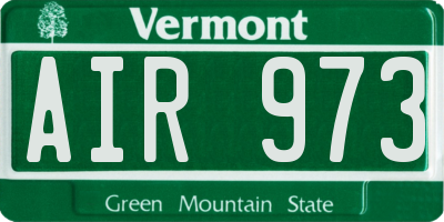 VT license plate AIR973