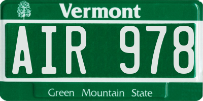 VT license plate AIR978
