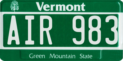 VT license plate AIR983