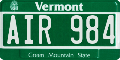 VT license plate AIR984