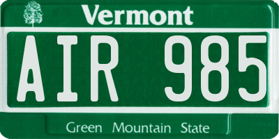 VT license plate AIR985