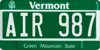 VT license plate AIR987