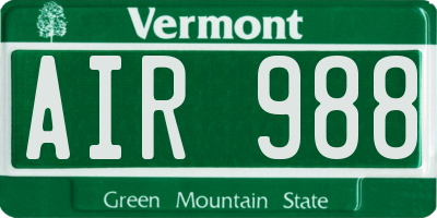 VT license plate AIR988