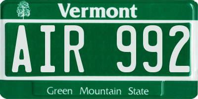 VT license plate AIR992