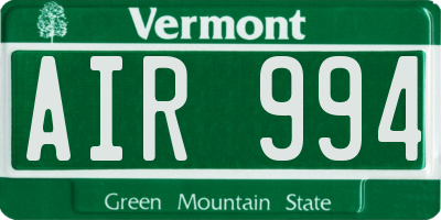 VT license plate AIR994