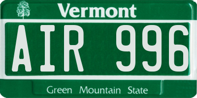 VT license plate AIR996