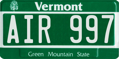 VT license plate AIR997