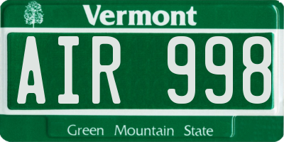 VT license plate AIR998
