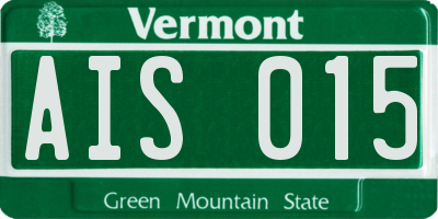 VT license plate AIS015