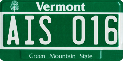 VT license plate AIS016