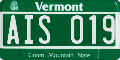 VT license plate AIS019