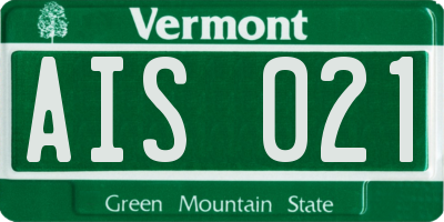 VT license plate AIS021