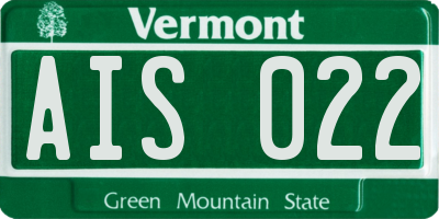 VT license plate AIS022