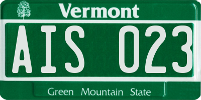 VT license plate AIS023