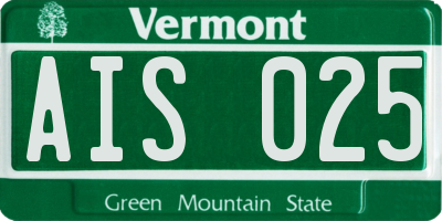 VT license plate AIS025