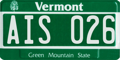 VT license plate AIS026