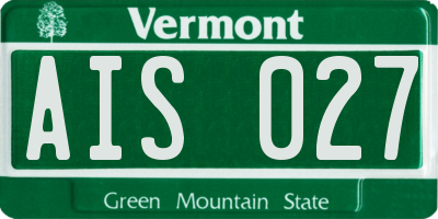 VT license plate AIS027