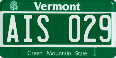 VT license plate AIS029
