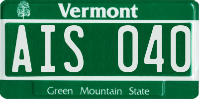 VT license plate AIS040