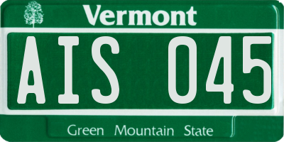 VT license plate AIS045