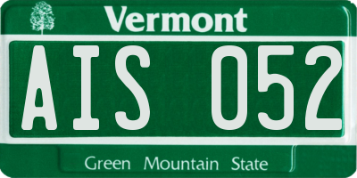 VT license plate AIS052