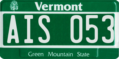 VT license plate AIS053